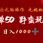 （9879期）一单50块  野蛮玩法 不需要靠播放量 简单日入1000+抖音游戏发行人野核玩法