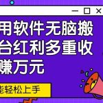 新技术用软件无脑搬运，平台红利多重收益，月赚万元，小白也能轻松上手