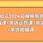 价值4980元2024短视频带货教程，带贷剪辑课+带货运营课+带货直播课+带货拍摄课