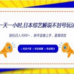 日本综艺解说不封号玩法，轻松日入1000+，全新赛道