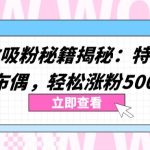 两个高效吸粉秘籍揭秘：特效加持与神奇布偶，轻松涨粉5000+