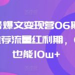 AI公众号爆文变现营06期，公众号公域推荐流量红利期，0粉起号也能10w+