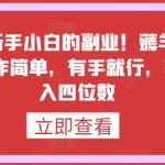 最适合新手小白的副业！薅羊毛+躺赚，操作简单，有手就行，轻松日入四位数