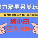 磁力聚星做任务看广告撸马扁，不靠流量另类玩法日入300+