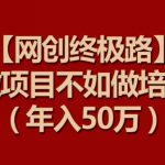 【网创终极路】做项目不如做项目培训，年入50万