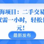 闲鱼蓝海项目：二手交易火爆，每日仅需一小时，轻松日赚千元