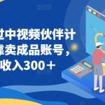 百分百过中视频伙伴计划，仅靠卖成品账号，每天收入300＋