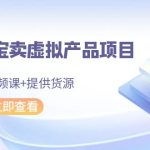 2024淘宝卖虚拟产品项目，10节视频课+提供货源
