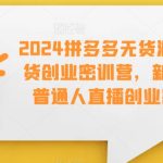 2024拼多多无货源直播带货创业密训营，新风口，普通人直播创业密训营