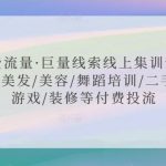 付费流量·巨量线索线上集训营课程，美发/美容/舞蹈培训/二手车/游戏/装修等付费投流