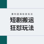 （9558期）【蓝海野路子】视频号玩短剧，搬运+连爆打法，一个视频爆几万收益！附搬…