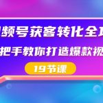 视频号获客转化全攻略，手把手教你打造爆款视频号（19节课）