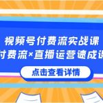 视频号付费流实战课，付费流×直播运营速成课，让你快速掌握视频号核心运营技能