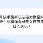 （9247期）三月快手最新玩法磁力聚星纯撸，硬改手机摄像头AI美女自带流量日入3000+…