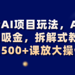 最新AI项目玩法，AI的暴力吸金，拆解式教学，日入500+课放大操作