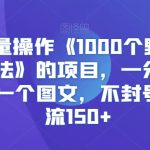 快手批量操作《1000个野路子信息差玩法》的项目，一分钟做一个视频一个图文，不封号，日引流150+