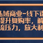私域商业线下课，有效提升复购率，解决现金流压力，放大利润