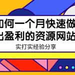（9078期）某收费培训：如何一个月快速做出盈利的资源网站（实打实经验）-18节无水印