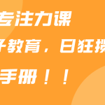 （9050期）靠儿童专注力课程售卖亲子育儿课程，日暴力狂揽1000+，喂饭手册分享