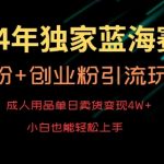 2024年独家蓝海赛道，成人用品单日卖货变现4W+，男粉+创业粉引流玩法，不愁搞不到流量