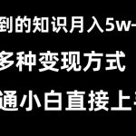 抖音刷到的知识，每天只需2小时，日入2000+，暴力变现，普通小白直接上手