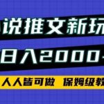 小说推文新玩法，日入2000+，人人皆可做，保姆级教程