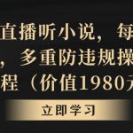抖音美女直播听小说，每日轻松变现3500+，多重防违规操作，保姆教程（价值1980元)