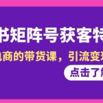 （8909期）小红书-矩阵号获客特训营-第10期，小红书电商的带货课，引流变现新商机