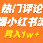 （8740期）热门评论引爆小红书流量，作品制作简单，广告接到手软，月入过万不是梦