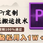 （8602期）最新Pr定制模版搬运技术，中视频100%通过，几分钟一条视频，轻松月入1W＋