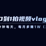 （8599期）从0到1拍视频vlog-变现课，5分钟每天，每月多赚1W（22节课）