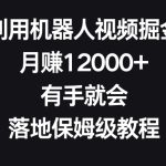 利用机器人视频掘金，月赚12000+，有手就会，落地保姆级教程