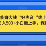 不出门也能赚大钱“好声音“线上社区玩法，轻松日入500+小白能上手，保姆级教程