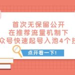 #原创
                                 
                                                                某付费文章 首次无保留公开 在推荐流量机制下 公众号快速起号入池的4个技巧