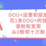 DOU+运营和投放，花1条DOU+的钱，涨粉和变现，从0粉到十万粉