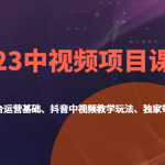 2023中视频项目课程，自媒体全平台运营基础、抖音中视频教学玩法、独家带货视频玩法。