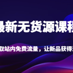 最新无货源课程，轻松获取站内免费流量，让新品获得流量扶持【不含软件】