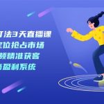 新商业-流量打法3天直播课：定位抢占市场 企业短视频获客 直播电商盈利系统