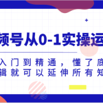 视频号从0-1实操运营，从入门到精通，懂了底层逻辑就可以延伸所有知识