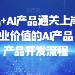 数据产品+AI产品通关上岸，创建能带来商业价值的AI产品，学习AI产品开发流程