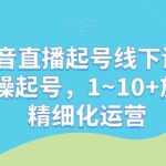 最新抖音直播起号线下课，0~1现场实操起号，1~10+放量稳号精细化运营