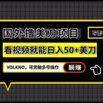 国外撸美刀项目，VOLKNO看视频就能日入50+美刀，可无脑多号操作