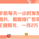 一部手机每天一小时发发美女写真图片，就能接广告变现，正规阳光，一月2万+