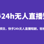 最新蓝海项目，快手24h无人直播短剧，轻松月入过万