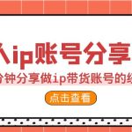 2023个人ip账号分享课，90分钟分享做ip带货账号的经历