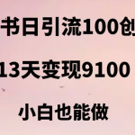 小红书日引流100+创业粉，13天变现9100，创业首选引流平台