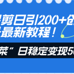 （8349期）抖音混剪日引200+创业粉不封号最新教程！“割韭菜”日稳定变现5000+！