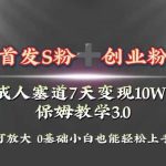 （8337期）全网首发s粉加创业粉引流变现，成人用品赛道7天变现10w+保姆教学3.0