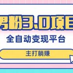 （8142期）男粉3.0项目，日入1000+！全自动获客渠道，当天见效，新手小白也能简单操作
