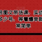 最新视频号图文带货课，实战性很强，有多少号上多少号，等着爆单就行，操作非常简单